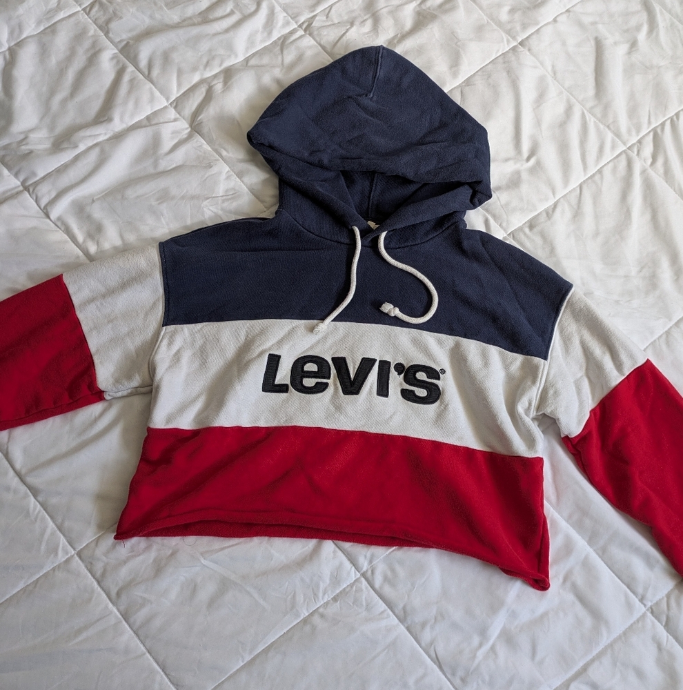 Levi's Women's Red and Blue Colorblock Hoodie - Picture 5 of 9